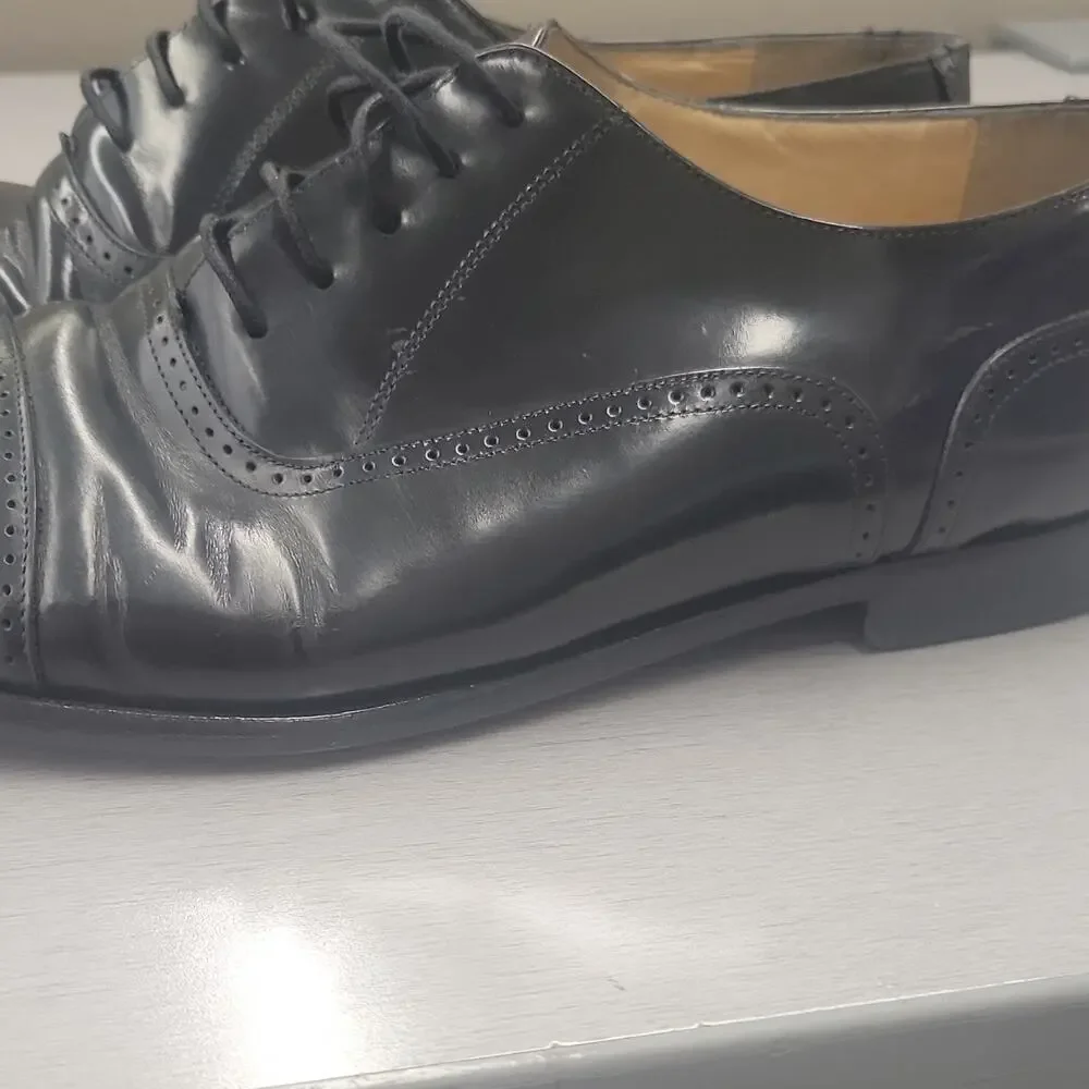 Alfani Made in Italy Men's Black Medallion Cap Toe Oxford Dress Shoes Size 12